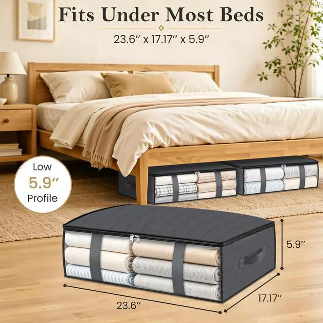 Alt view image 2 of 7 - StorageRight Under Bed Storage Bags, 3 Pack, 40L, Gray