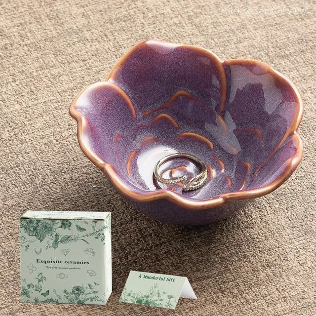 Main image of Small Rose Jewelry Dish, Ring Holder Dish, Ceramic Jewelry Tray