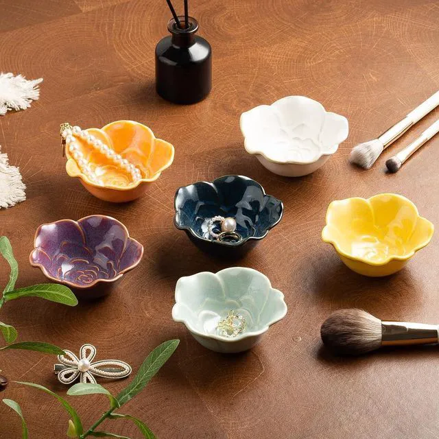 Alt view image 5 of 7 - Small Rose Jewelry Dish, Ring Holder Dish, Ceramic Jewelry Tray