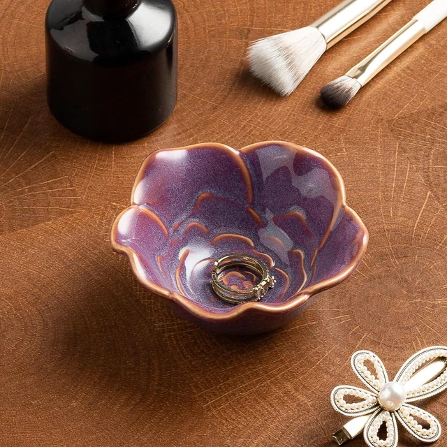 Alt view image 6 of 7 - Small Rose Jewelry Dish, Ring Holder Dish, Ceramic Jewelry Tray