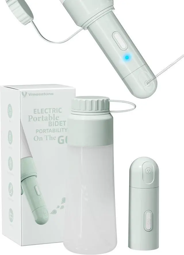 Main image of Electric Portable Bidet Sprayer Bottle Handheld for Women & Men, Travel Bidet Portable for Travel, Personal High Pressure Hygiene for Backpacking & Camping (VMASSTONE EPB-001 Mint Green)
