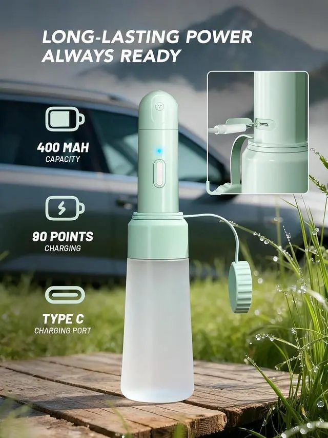 Alt view image 4 of 7 - Electric Portable Bidet Sprayer Bottle Handheld for Women & Men, Travel Bidet Portable for Travel, Personal High Pressure Hygiene for Backpacking & Camping (VMASSTONE EPB-001 Mint Green)