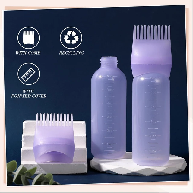Alt view image 3 of 7 - Pimoys 2Pcs 6Oz Root Comb Hair Dye Oil Applicator Bottles For Scalp, Purple