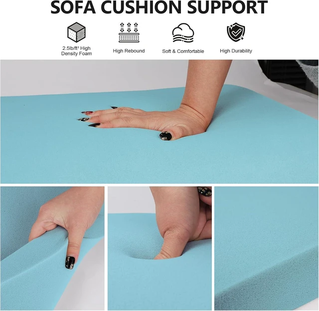 Alt view image 4 of 7 - RA RUNNING ALIEN Couch Cushion Support for Sagging Seat,20"X20"X2" Curved 40D High Density Foam Cushion,Sagging Couch Support for Accent Chair,Sofa,Blue Set of 1