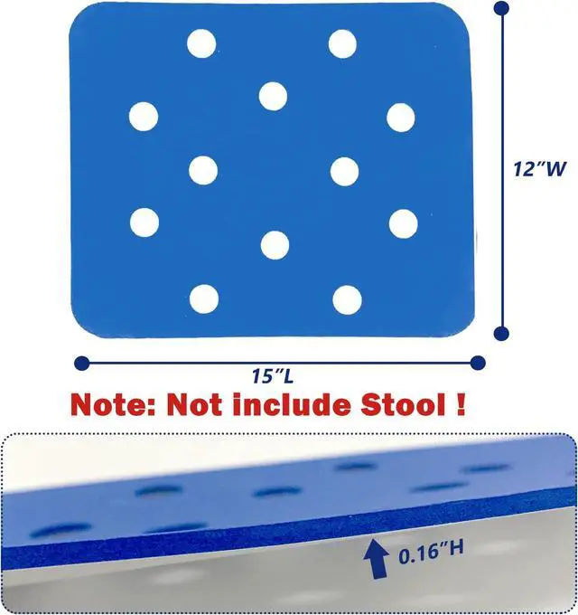 Alt view image 2 of 5 - Bath Chair Seat Mat - Elderly Shower Bench Cushion Non-Slip EVA Foam Pad with Adhesive for Disabled Handicap Senior, Square (Not Include Stool)
