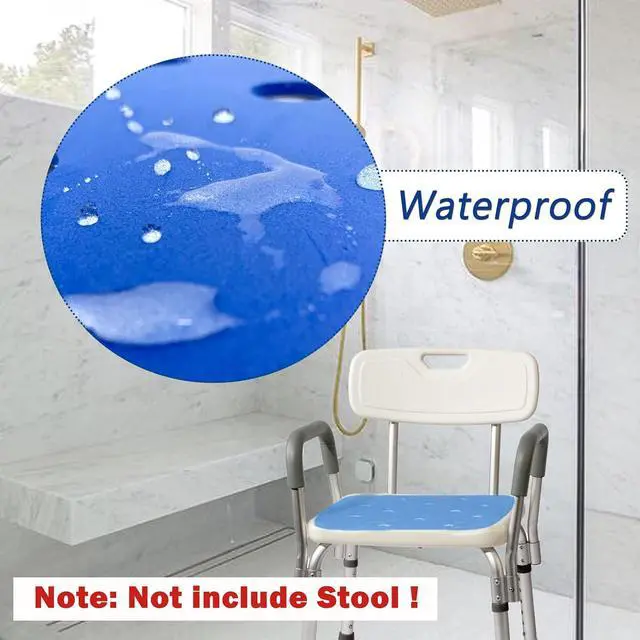 Alt view image 3 of 5 - Bath Chair Seat Mat - Elderly Shower Bench Cushion Non-Slip EVA Foam Pad with Adhesive for Disabled Handicap Senior, Square (Not Include Stool)