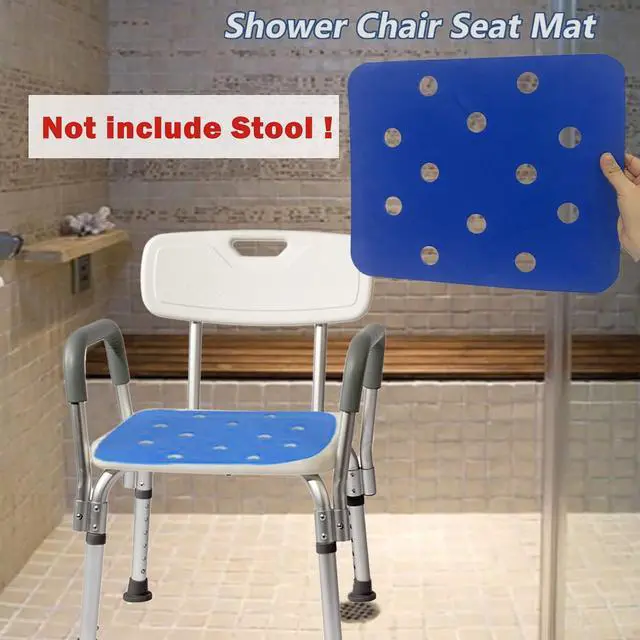 Alt view image 5 of 5 - Bath Chair Seat Mat - Elderly Shower Bench Cushion Non-Slip EVA Foam Pad with Adhesive for Disabled Handicap Senior, Square (Not Include Stool)