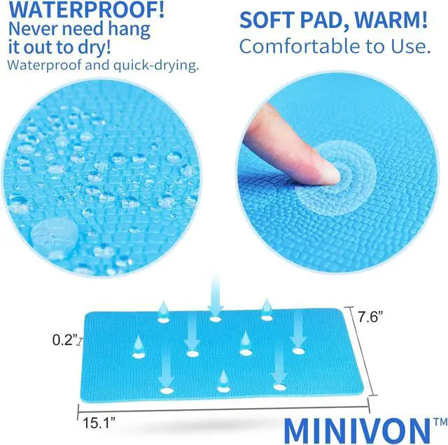 Alt view image 2 of 6 - 3 PCS Cover Mats for Bath Tub Bench Shower Chair with Adhesive Backing, 15 x 8 Inch Anti-Skid Soft Pads Padded Shower Seat for Bathtub - Extended Tub Transfer Bench Cushions, Bath Chair Mats