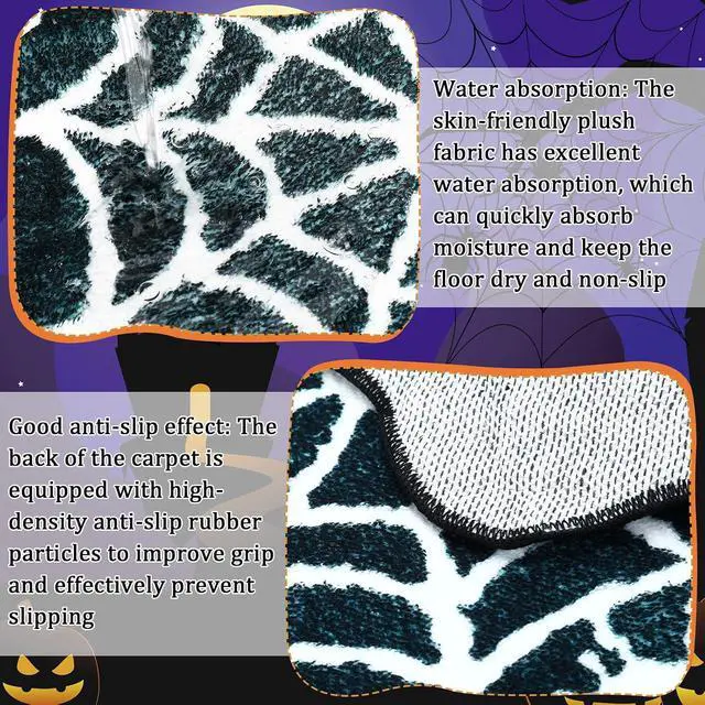 Alt view image 3 of 7 - NOVWANG Round Halloween Spider Web Bath Mat, Non Slip Spiderman Rug