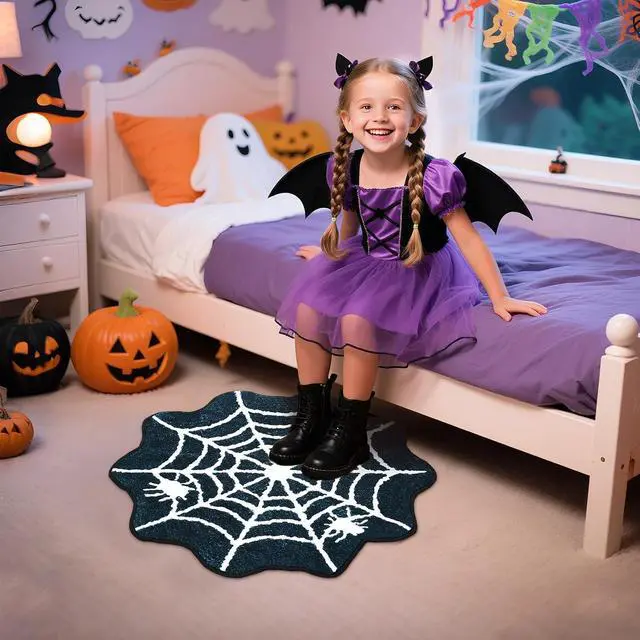 Alt view image 5 of 7 - NOVWANG Round Halloween Spider Web Bath Mat, Non Slip Spiderman Rug