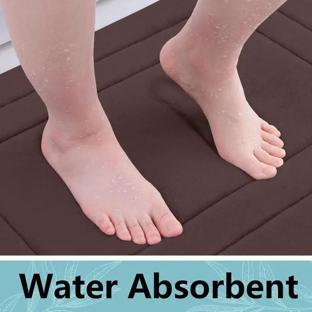 Alt view image 5 of 7 - Arotive Memory Foam Bathroom Rug Mat 24x16, Ultra Soft and Absorbent Bath Mat, Machine Wash Dry, Comfortable Bath Rug Carpet for Bathroom Floor, Tub and Shower, Brown