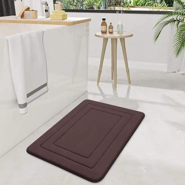 Alt view image 7 of 7 - Arotive Memory Foam Bathroom Rug Mat 24x16, Ultra Soft and Absorbent Bath Mat, Machine Wash Dry, Comfortable Bath Rug Carpet for Bathroom Floor, Tub and Shower, Brown