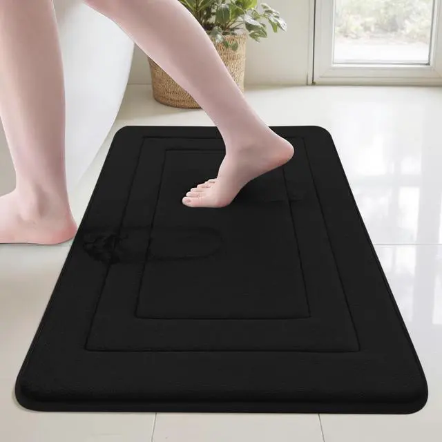 Main image of Cupic Cupid Memory Foam Bath Mat 24" x 16", Non Slip Bath Rug, Black