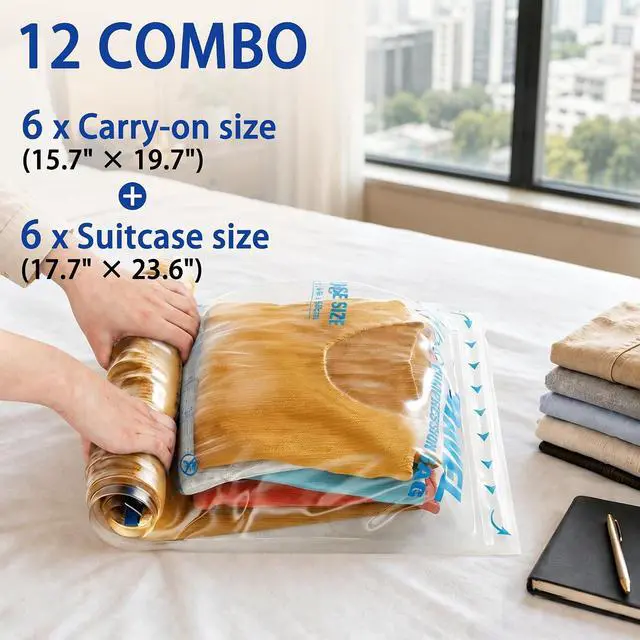 Alt view image 2 of 6 - Compression Bags for Travel Essentials, Roll Up Bags No Vacuum Needed