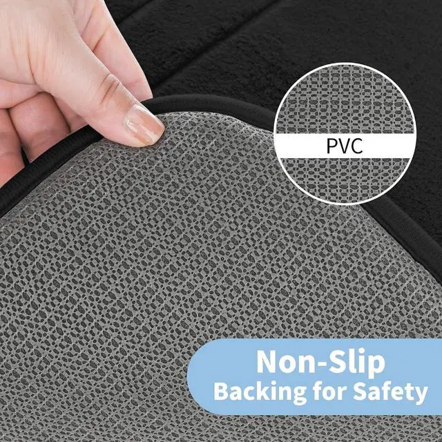 Alt view image 5 of 7 - Cupic Cupid Memory Foam Bath Mat 24" x 16", Non Slip Bath Rug, Black