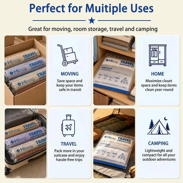 Alt view image 5 of 6 - Compression Bags for Travel Essentials, Roll Up Bags No Vacuum Needed