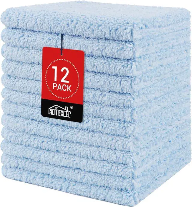 Main image of HOMEXCEL Washcloths 12PK, Ultra Soft&Highly Absorbent Face Towels, 12X12 in