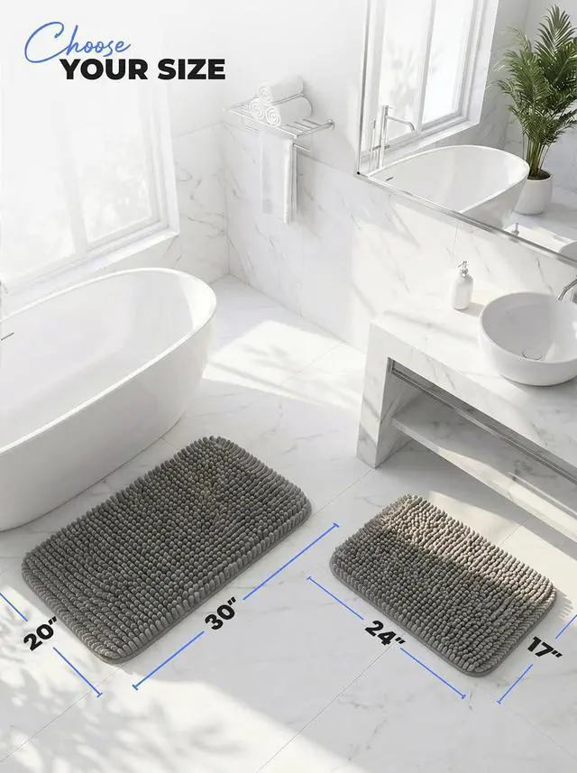 Alt view image 2 of 7 - Utopia Home Bathroom Rug, Absorbent Chenille Bath Rugs, 17x24 Inch, Grey