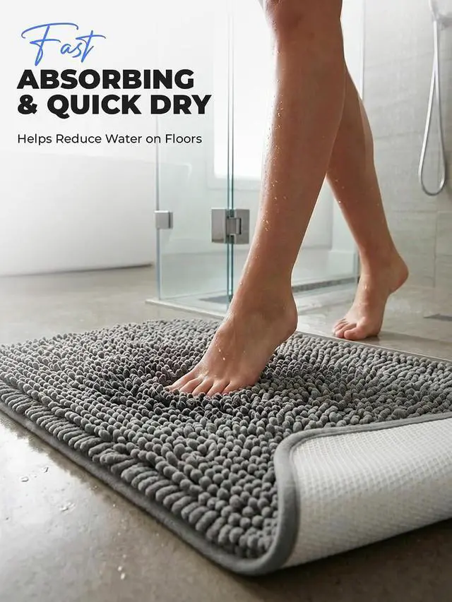 Alt view image 6 of 7 - Utopia Home Bathroom Rug, Absorbent Chenille Bath Rugs, 17x24 Inch, Grey
