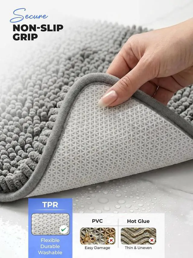 Alt view image 7 of 7 - Utopia Home Bathroom Rug, Absorbent Chenille Bath Rugs, 17x24 Inch, Grey