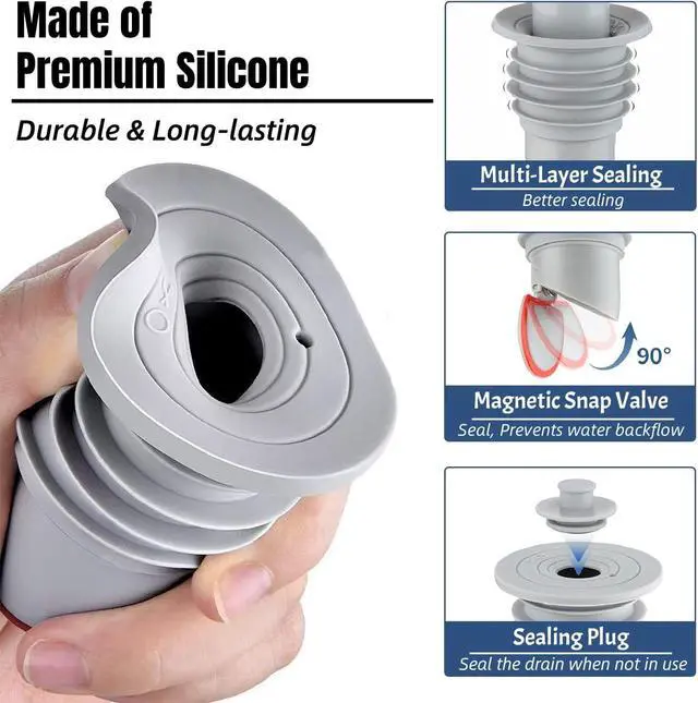 Alt view image 2 of 6 - Washing Machine Drain Hose Seal, JHBKing Washer Drain Outlet Plug, Silicone, Prevent Odors and Backflow, Pipe Seal Ring, Sewer Seal Coupler for Washing Machine Box (Fit 1.75''2.0'' ID Outlet)