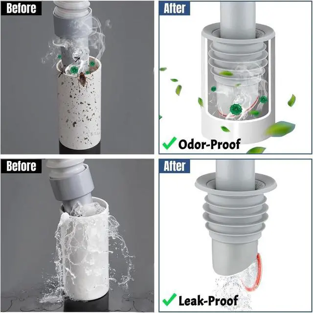 Alt view image 3 of 6 - Washing Machine Drain Hose Seal, JHBKing Washer Drain Outlet Plug, Silicone, Prevent Odors and Backflow, Pipe Seal Ring, Sewer Seal Coupler for Washing Machine Box (Fit 1.75''2.0'' ID Outlet)