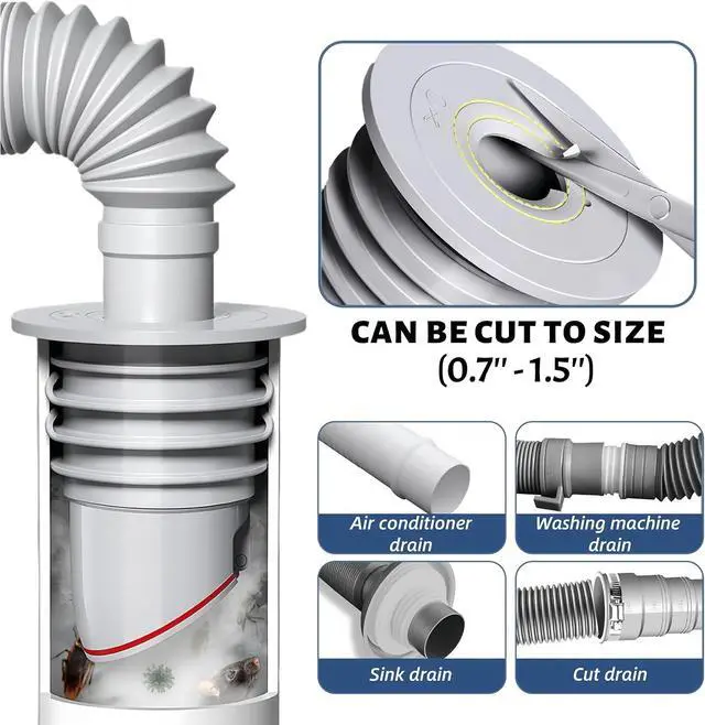Alt view image 4 of 6 - Washing Machine Drain Hose Seal, JHBKing Washer Drain Outlet Plug, Silicone, Prevent Odors and Backflow, Pipe Seal Ring, Sewer Seal Coupler for Washing Machine Box (Fit 1.75''2.0'' ID Outlet)
