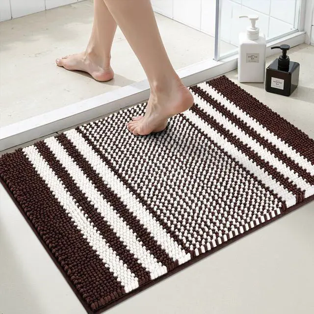 Main image of BSICPRO Bathroom Rugs, 17x24 Chenille Bath Mats, Coffee
