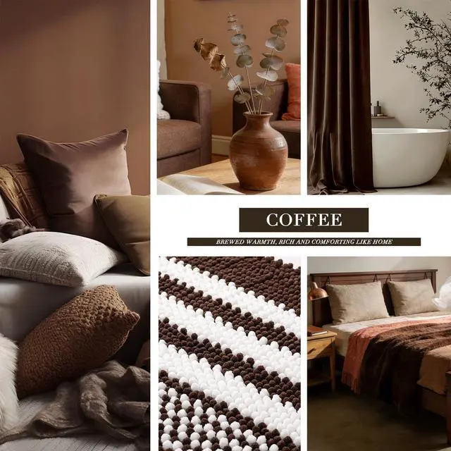 Alt view image 2 of 7 - BSICPRO Bathroom Rugs, 17x24 Chenille Bath Mats, Coffee