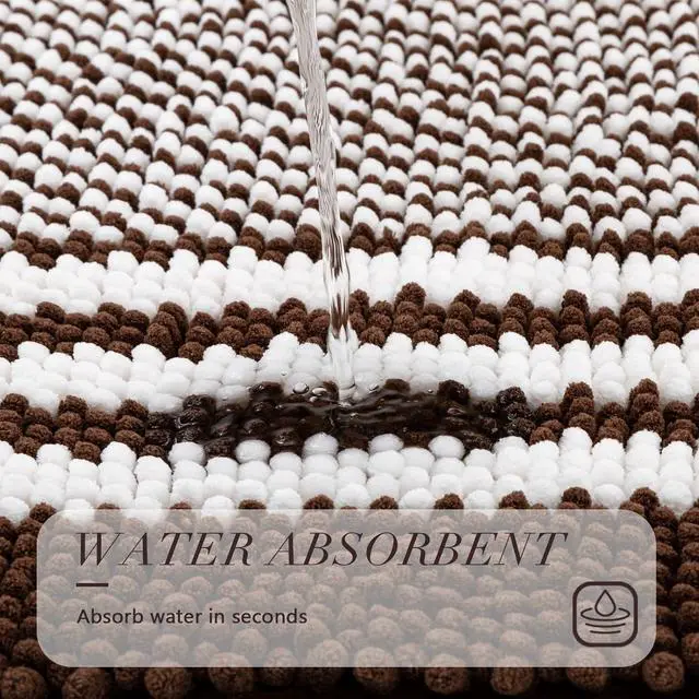 Alt view image 4 of 7 - BSICPRO Bathroom Rugs, 17x24 Chenille Bath Mats, Coffee