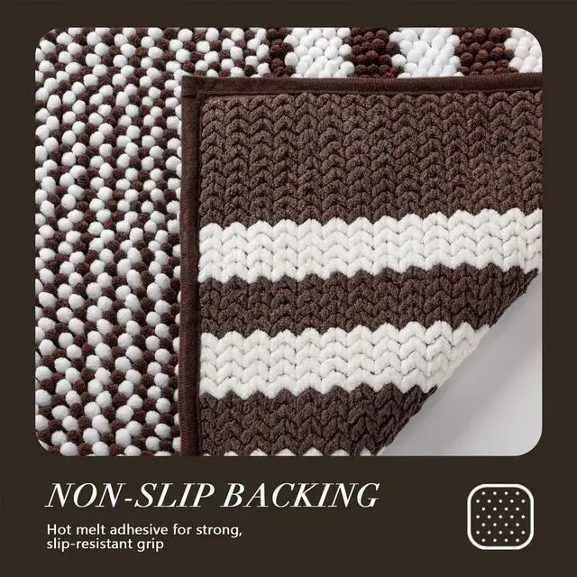Alt view image 5 of 7 - BSICPRO Bathroom Rugs, 17x24 Chenille Bath Mats, Coffee