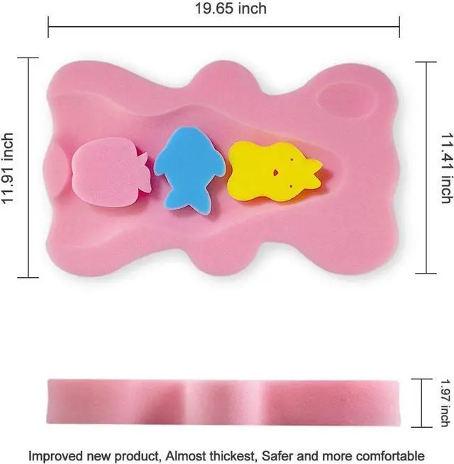 Alt view image 2 of 7 - Soft Infant Bath Sponge Skid Proof Baby Bath Mat Newborn Odor Free (Pink)