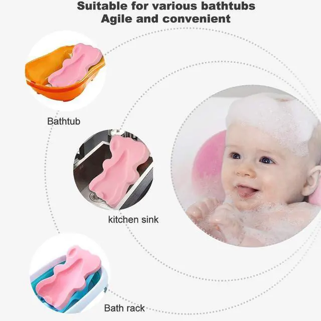 Alt view image 4 of 7 - Soft Infant Bath Sponge Skid Proof Baby Bath Mat Newborn Odor Free (Pink)
