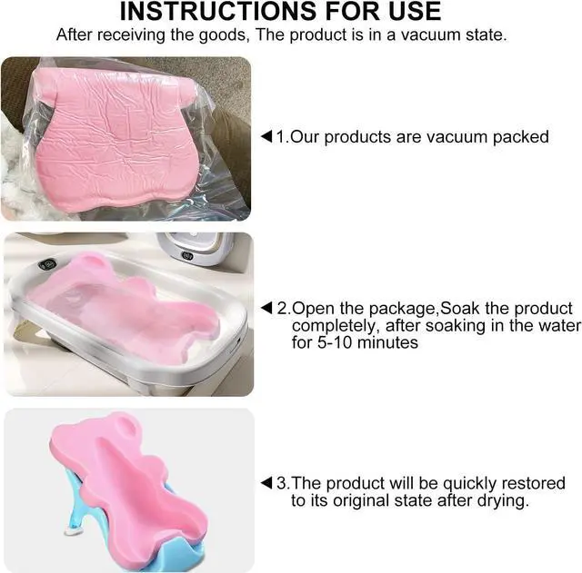 Alt view image 6 of 7 - Soft Infant Bath Sponge Skid Proof Baby Bath Mat Newborn Odor Free (Pink)