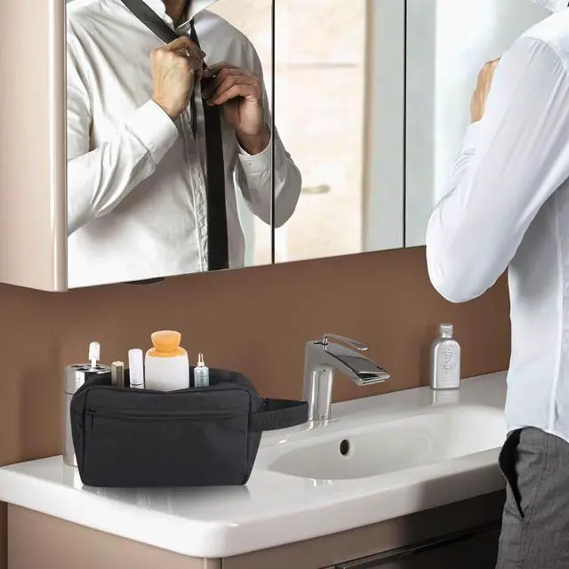 Alt view image 7 of 7 - Icramsy Travel Toiletry bag Toiletry bag for women men Hanging Cosmetic bag Travel accessories for Women Men (Black)