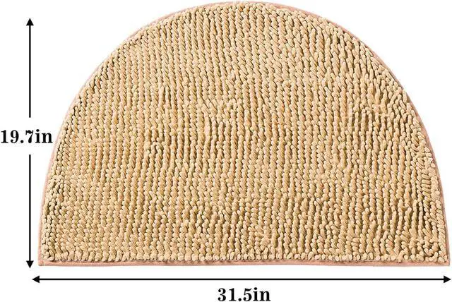 Alt view image 2 of 5 - Half Round Bath Mat Beige Bathroom Rugs Semicircle Chenille Bath Rugs Water Absorbent Floor Mats for Kids Washable Bathroom Shower Mat Area Rugs (19.2" x 31.1")
