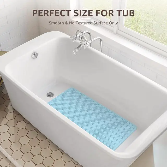 Alt view image 5 of 7 - OTHWAY Bathtub Mat Non Slip, 27" x 17" Bath Mat for Tub, Machine Washable Shower Anti Slip Mat with 246 Strong Suction Cups (Lake Blue)