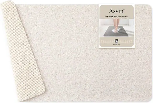 Main image of Asvin Soft Textured Bath, Shower, Tub Mat, 24x16 Inch, Phthalate Free, Non Slip Comfort Bathtub Mats with Drain, PVC Loofah Bathroom Mats for Wet Areas, Quick Drying