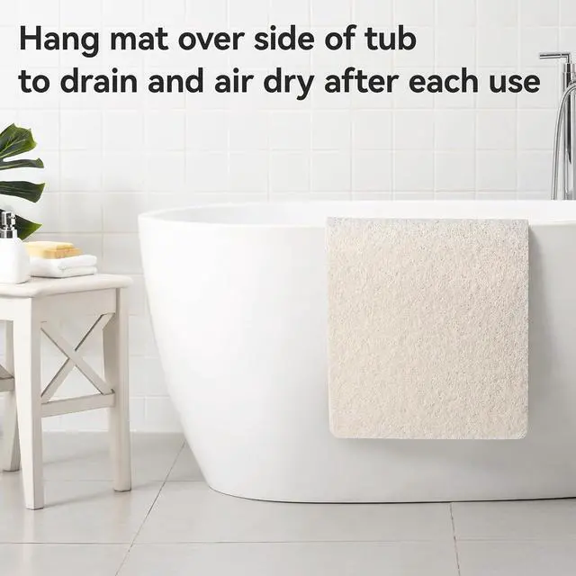 Alt view image 6 of 7 - Asvin Soft Textured Bath, Shower, Tub Mat, 24x16 Inch, Phthalate Free, Non Slip Comfort Bathtub Mats with Drain, PVC Loofah Bathroom Mats for Wet Areas, Quick Drying