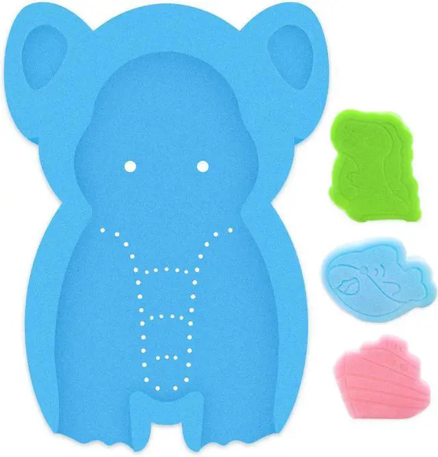 Main image of Soft Infant Bath Sponge Elephant Baby Bath Mat Newborn Comfy Foam Skid-Proof Cushion (Blue 1Set)