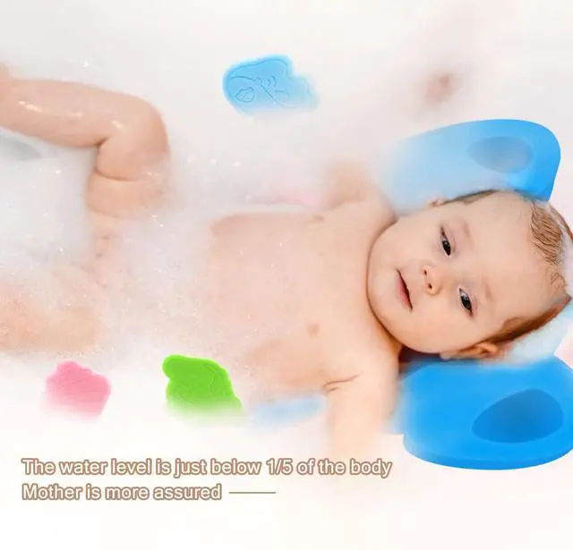 Alt view image 5 of 7 - Soft Infant Bath Sponge Elephant Baby Bath Mat Newborn Comfy Foam Skid-Proof Cushion (Blue 1Set)