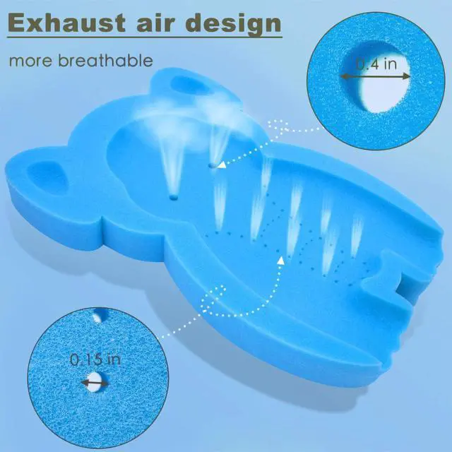 Alt view image 7 of 7 - Soft Infant Bath Sponge Elephant Baby Bath Mat Newborn Comfy Foam Skid-Proof Cushion (Blue 1Set)