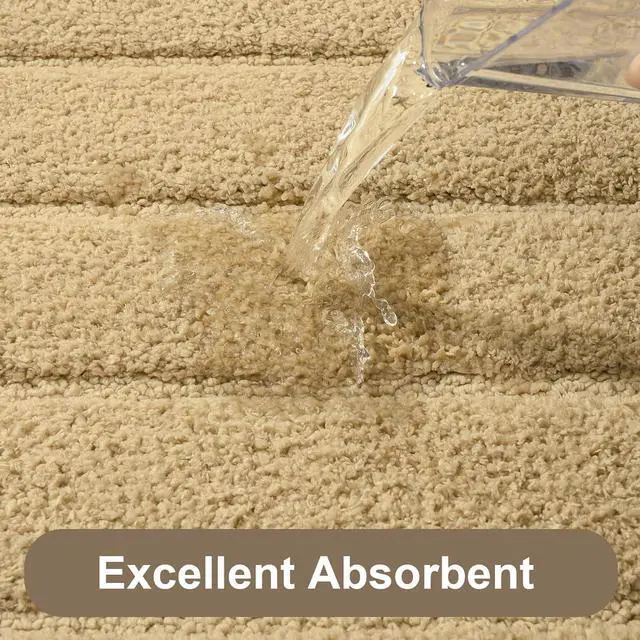 Alt view image 3 of 6 - LOCHAS Bathroom Rugs, 24" x 17" Bath Mat Non Slip Washable, Beige