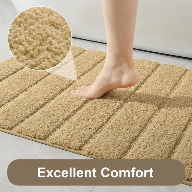 Alt view image 5 of 6 - LOCHAS Bathroom Rugs, 24" x 17" Bath Mat Non Slip Washable, Beige