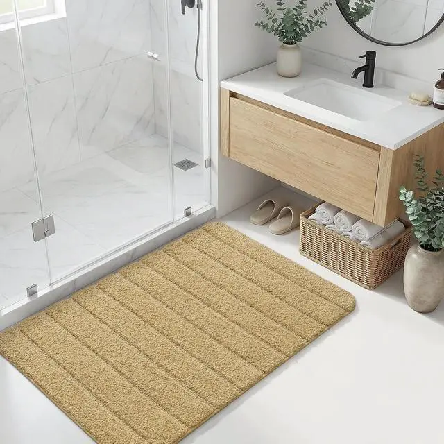 Alt view image 6 of 6 - LOCHAS Bathroom Rugs, 24" x 17" Bath Mat Non Slip Washable, Beige