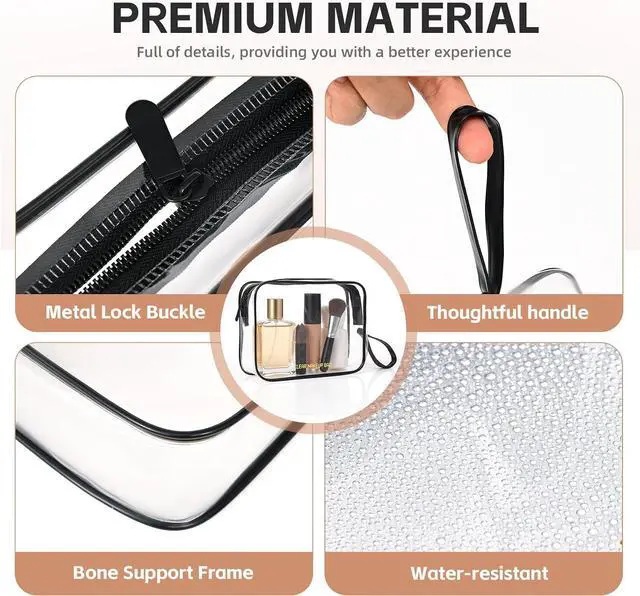 Alt view image 3 of 7 - Icramsy Clear Makeup Bag,2 Pack TSA Approved Toiletry Bag for Women & Men