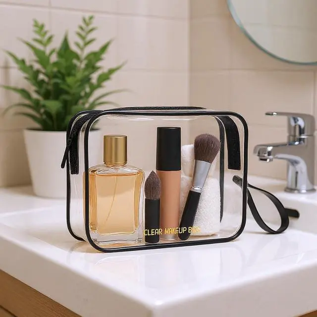Alt view image 7 of 7 - Icramsy Clear Makeup Bag,2 Pack TSA Approved Toiletry Bag for Women & Men