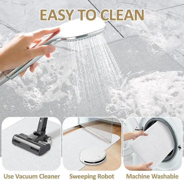Alt view image 6 of 7 - Bathroom Rug Non Slip Bath Mat 24" x 16", White