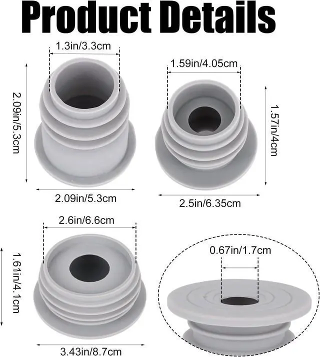 Alt view image 2 of 7 - 3pcs Washing Machine Drain Hose Seal, Silicone Washer Pipe Cover Plug Hose