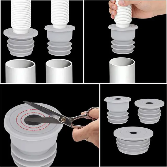Alt view image 4 of 7 - 3pcs Washing Machine Drain Hose Seal, Silicone Washer Pipe Cover Plug Hose